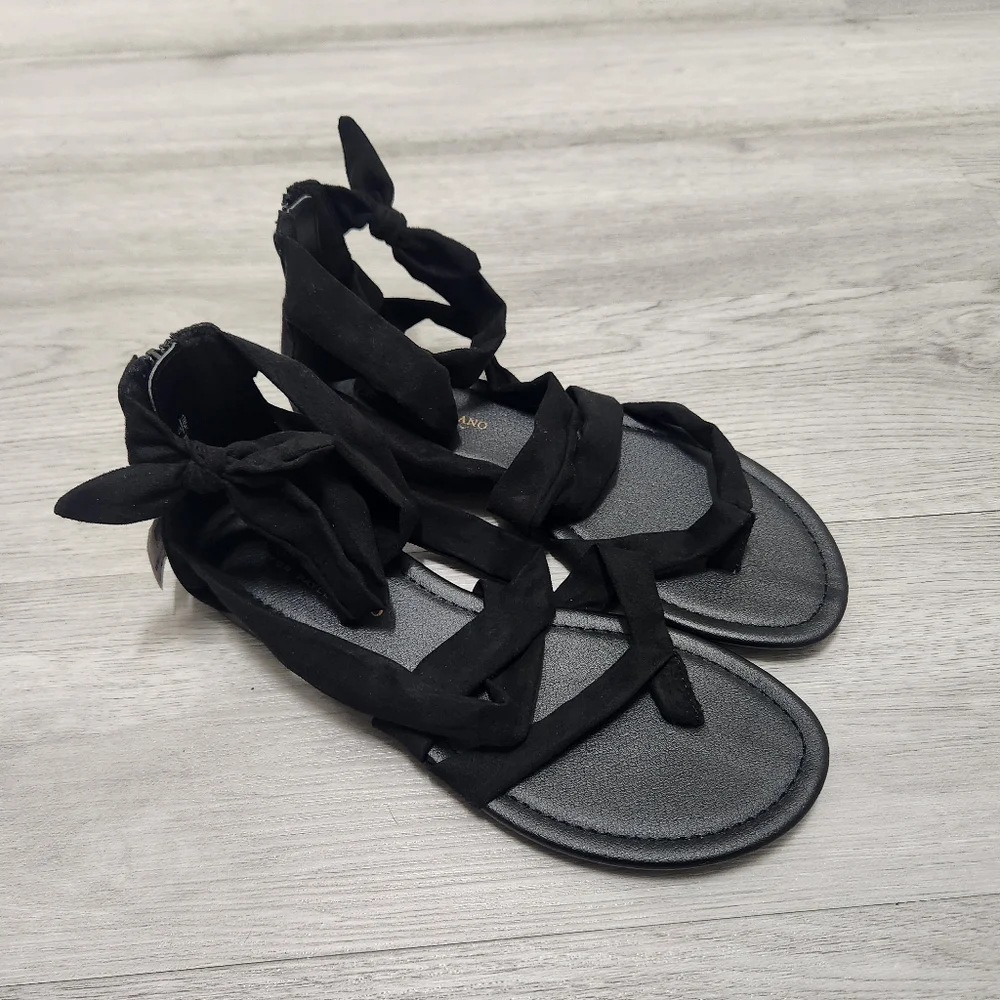 Black Suede Bow Sandals - Size 8.5 **NWT